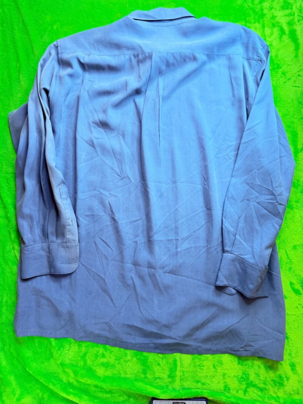 Barry Bricken Mens Silk Blend Camp Shirt Sz XL Gray-Blue - Picture 2 of 8